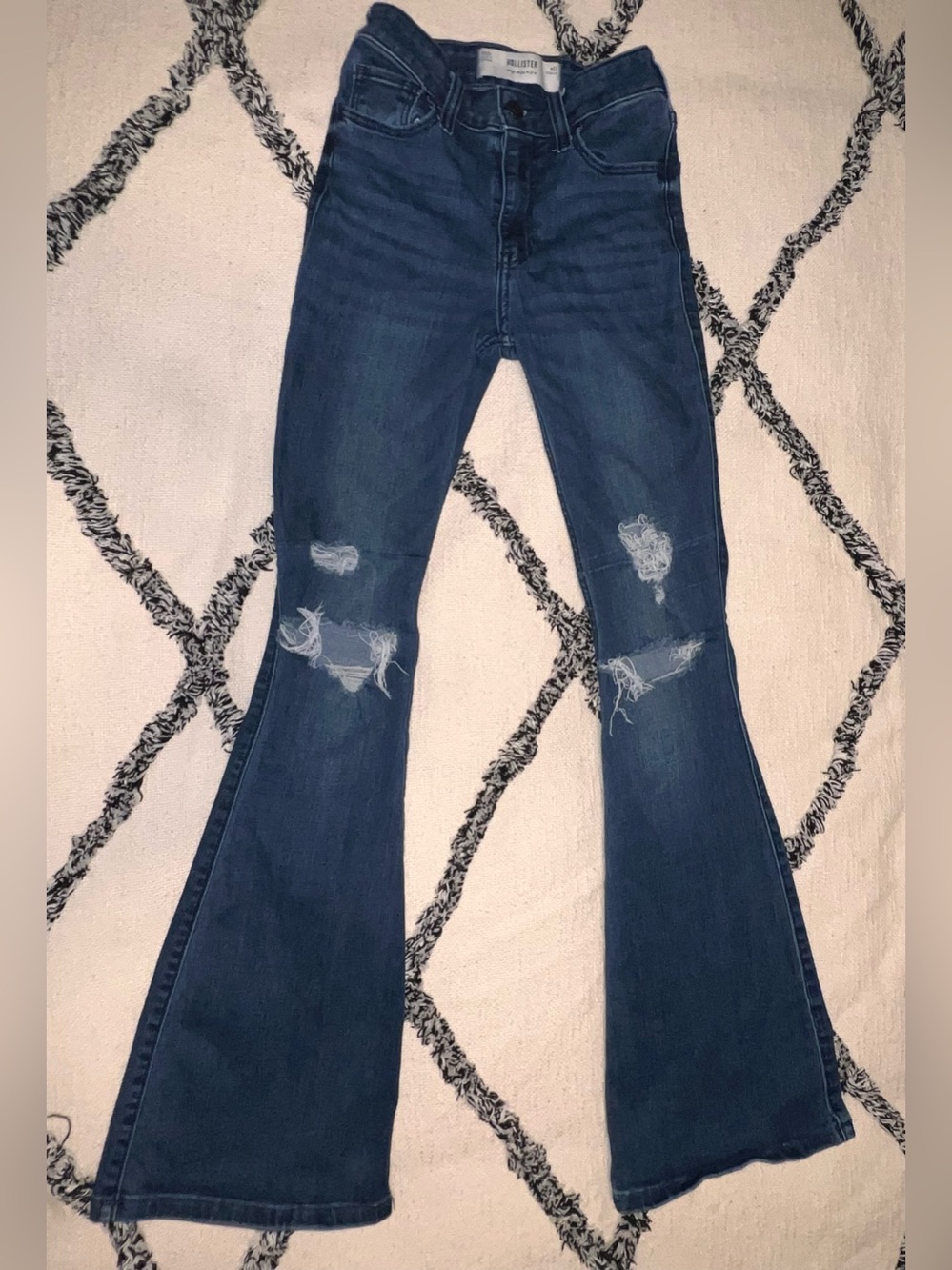 Hollister Dark Blue Distressed High-Rise Flare Jeans Size 000R w23
